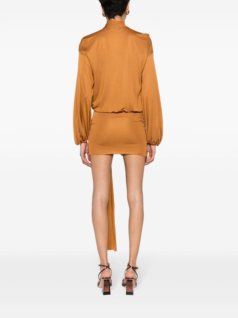 long-sleeve wrap minidress - 4