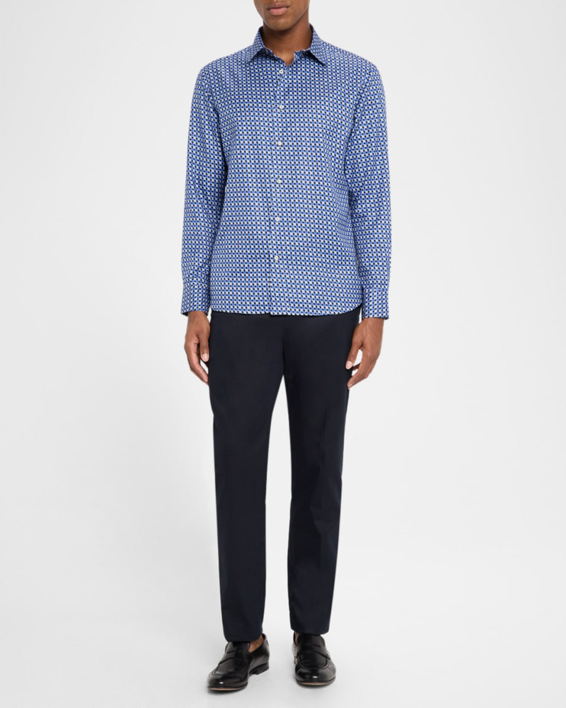 Brioni 남자의 Geo 인쇄 버튼 다운 셔츠 outlook
