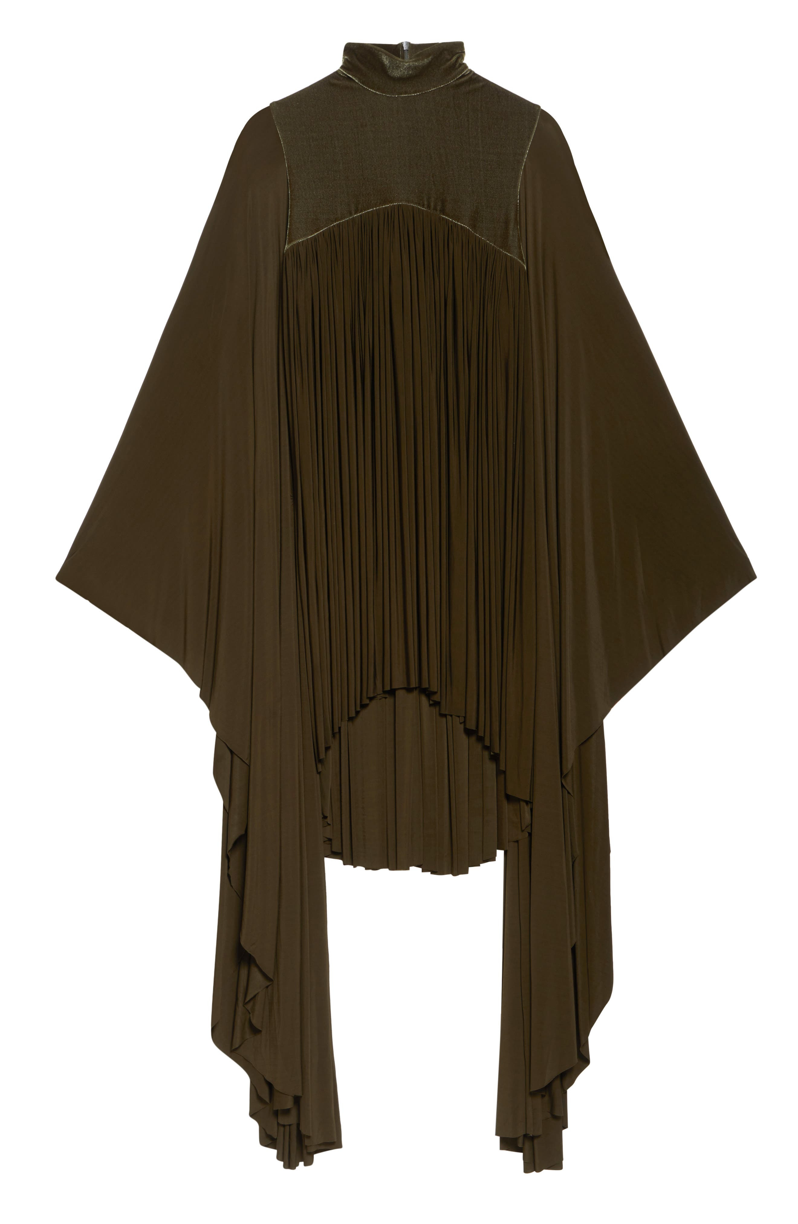 Zimmermann Memento Pleated Batwing Sleeve Minidress in Olive at Nordstrom - 5