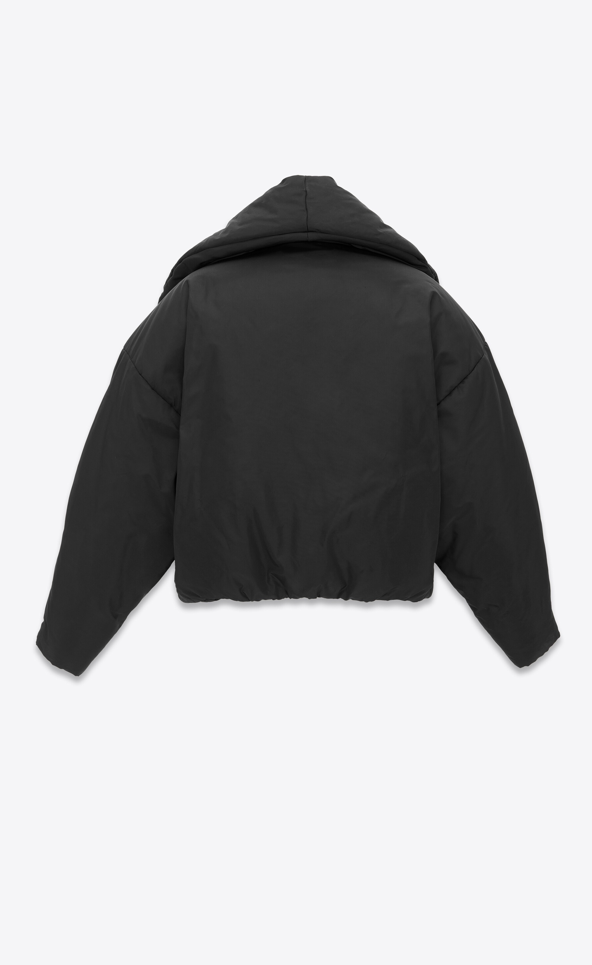 SAINT LAURENT cropped puffer jacket in silk taffeta REVERSIBLE