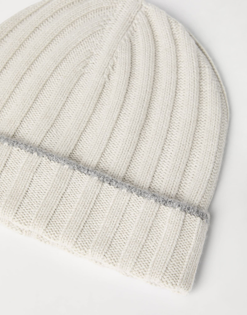Brunello Cucinelli Cashmere rib knit beanie outlook