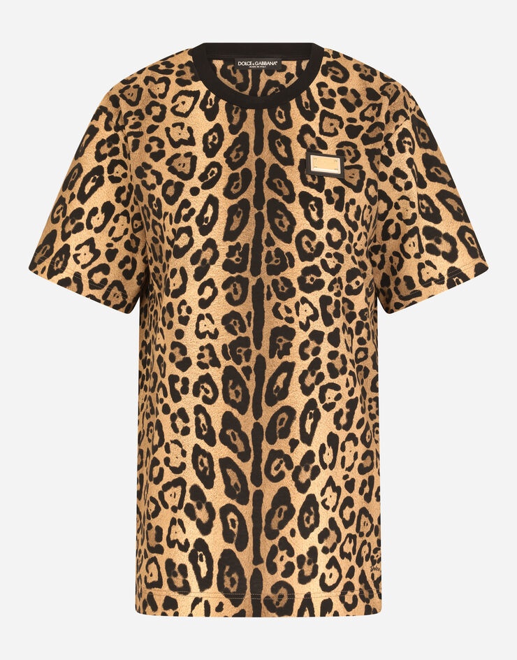 Short-sleeved leopard-print jersey T-shirt - 3