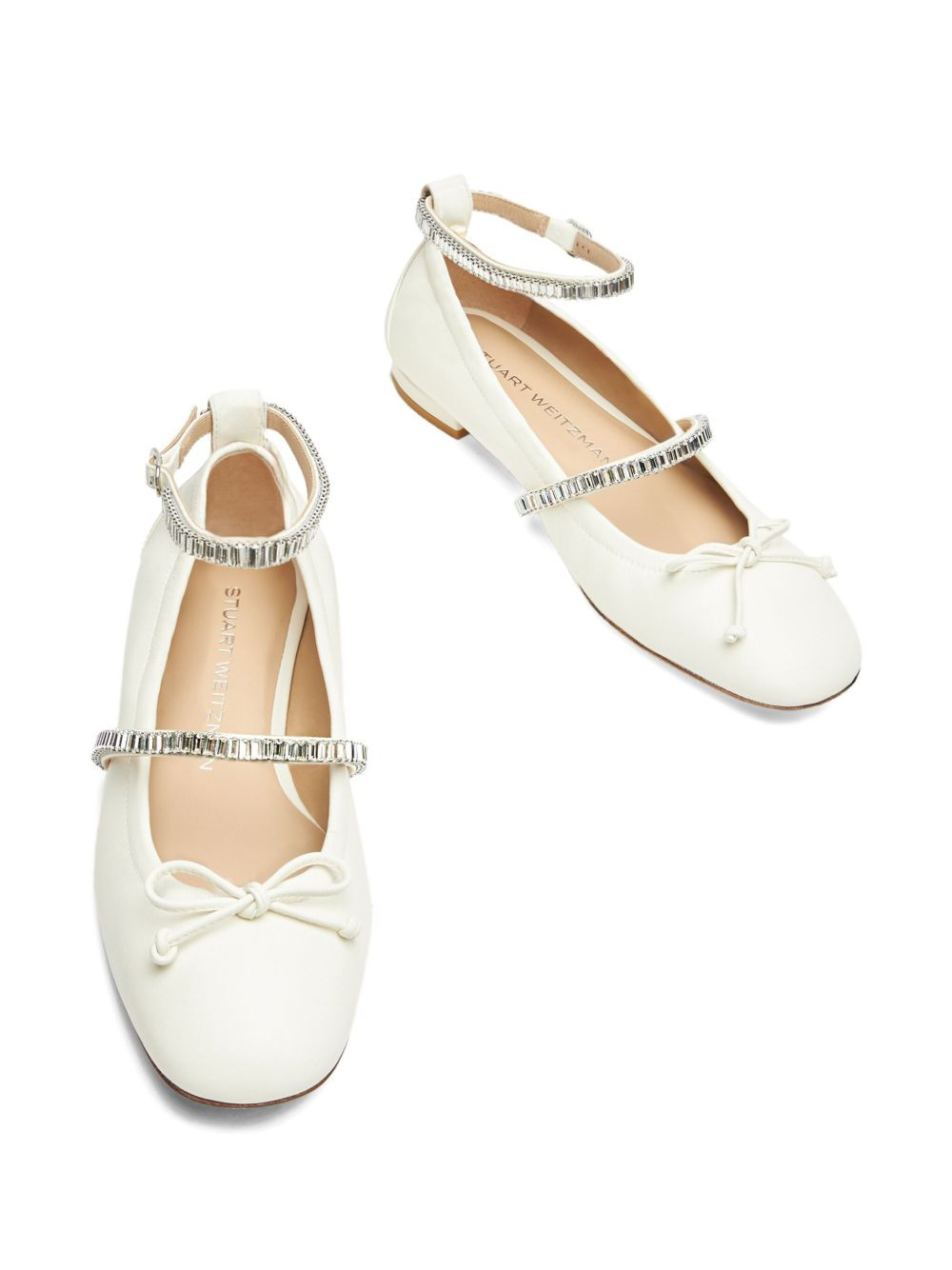 crystal-embellished bow flats - 3