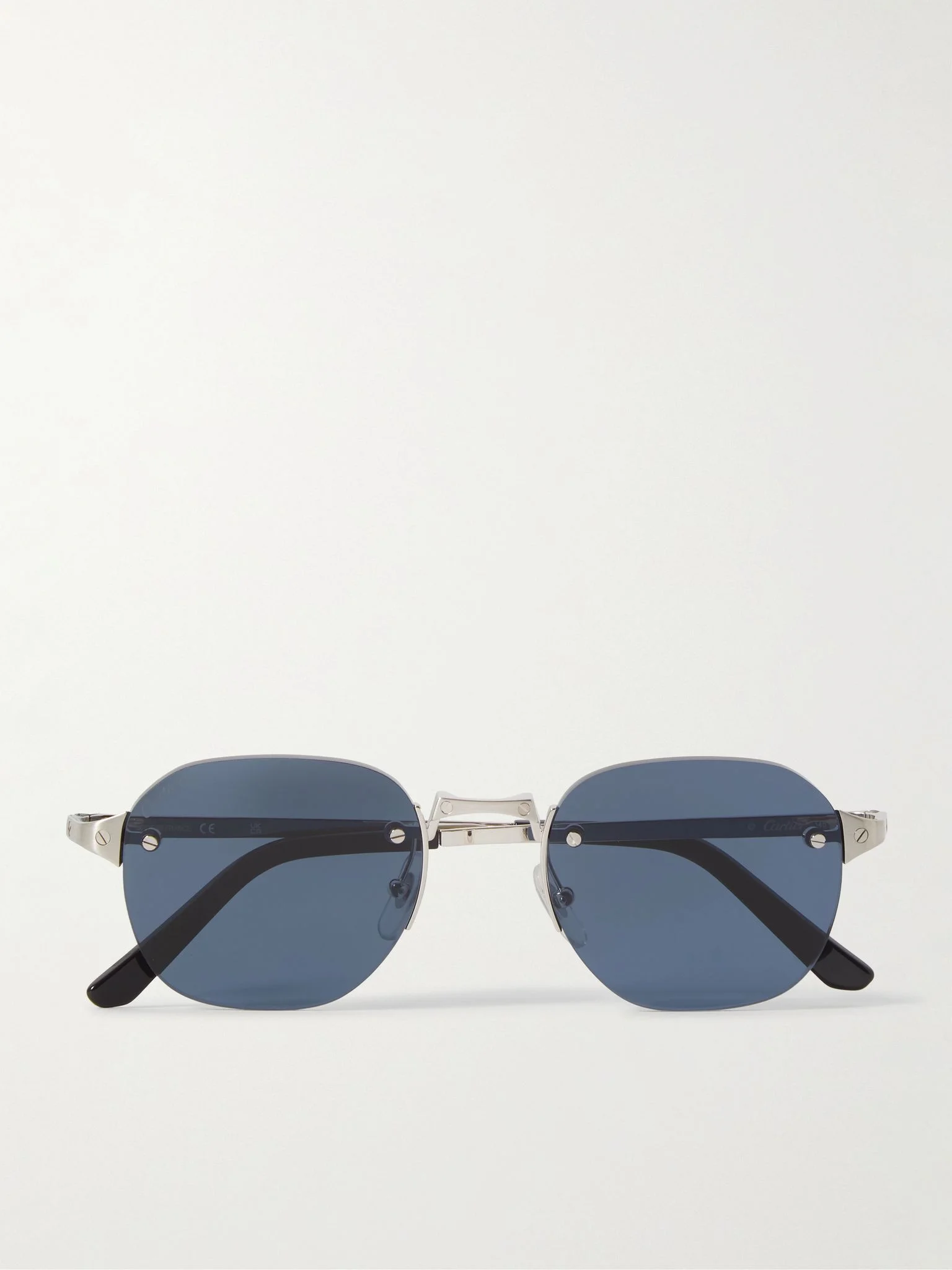 Santos de Cartier Rimless Oval-Frame Silver-Tone Sunglasses Silver - 1