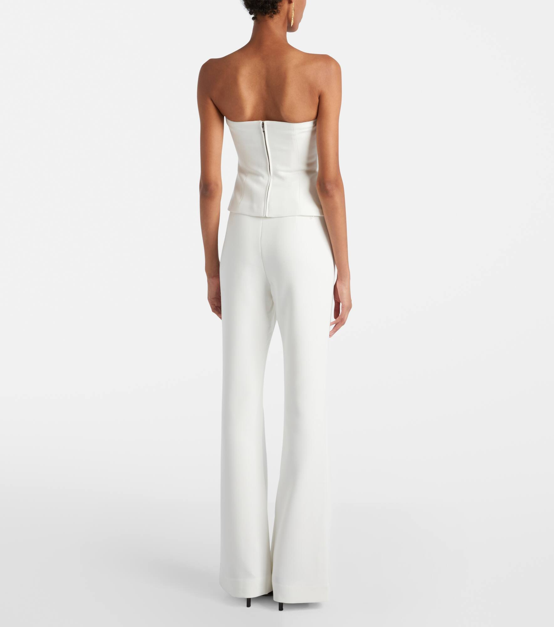 Floral-appliqué strapless crêpe top - 3