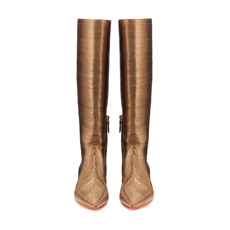 Women's bronze leather mid-heel Meraviglia Collection boot 4