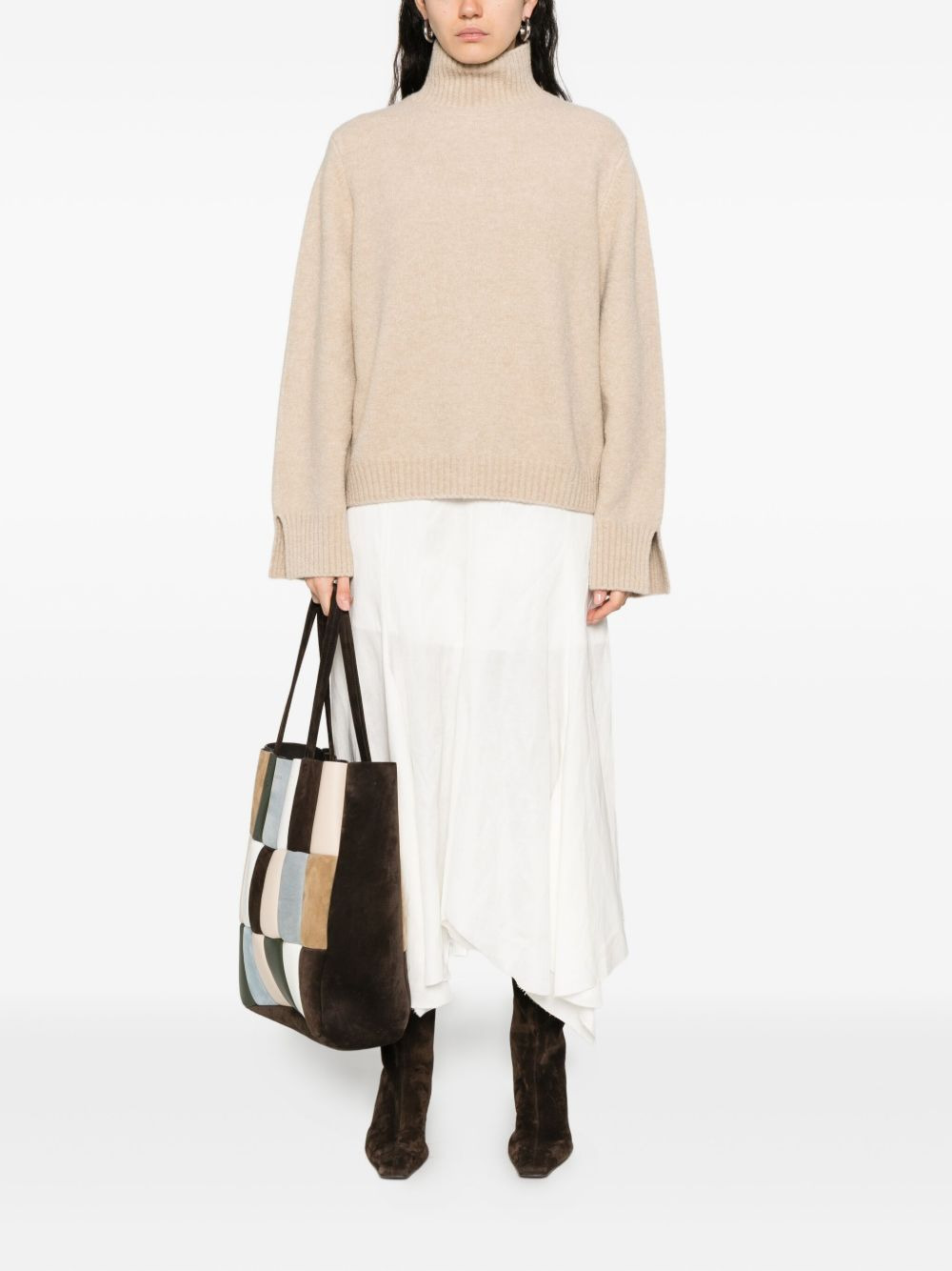 high-neck split-cuff sweater - 2