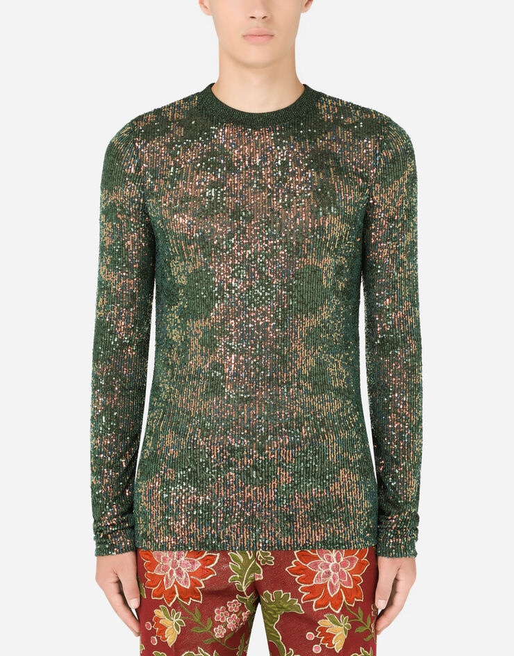 Long-sleeved T-shirt with multi-colored sequins - 1