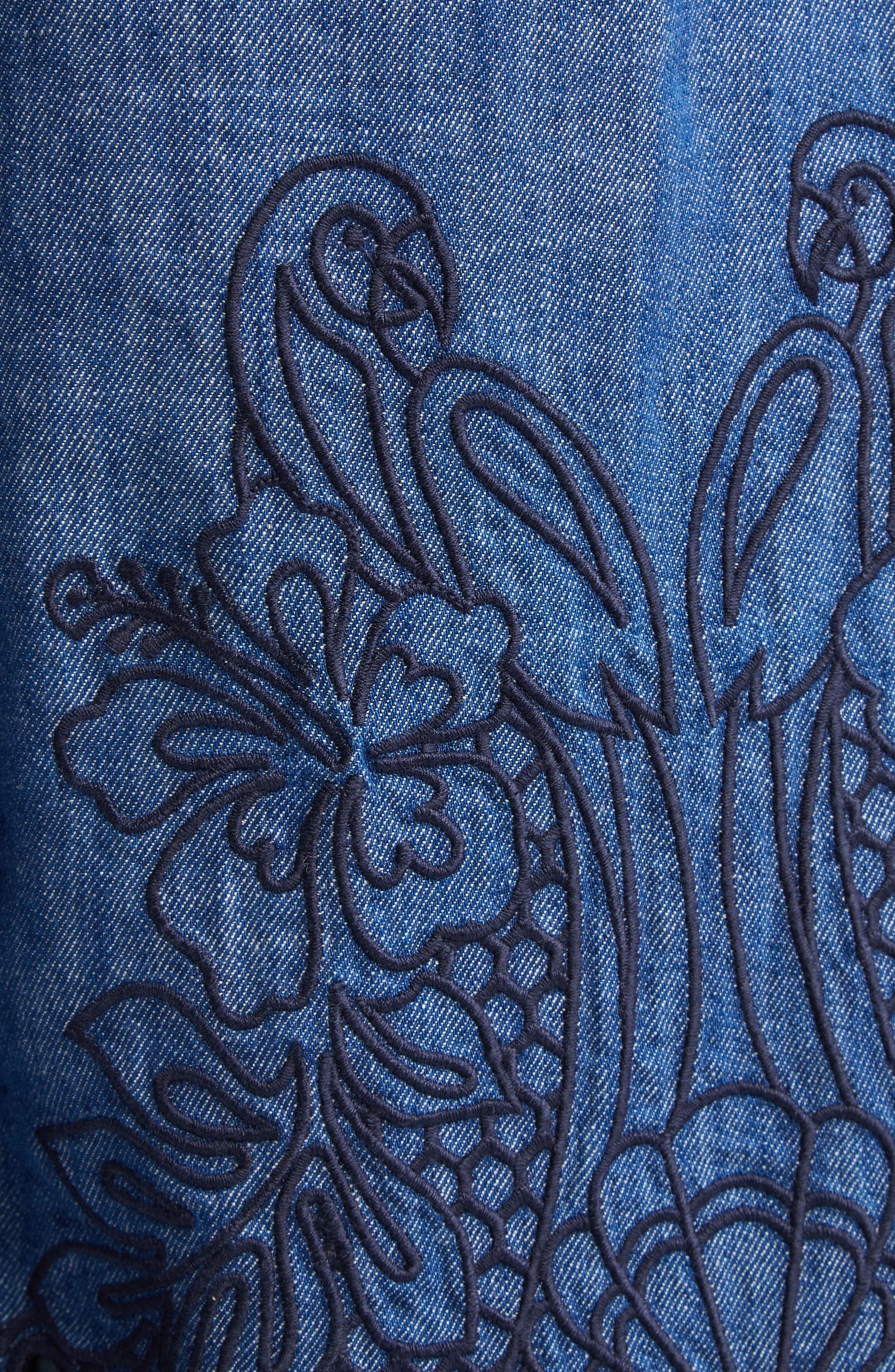Zimmermann Coco Embroidered Denim Caftan Dress in Railway Blue at Nordstrom - 6