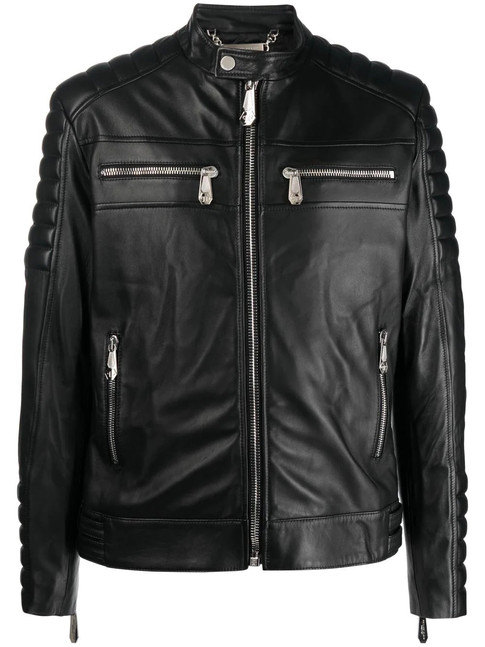 long sleeve leather jacket - 1