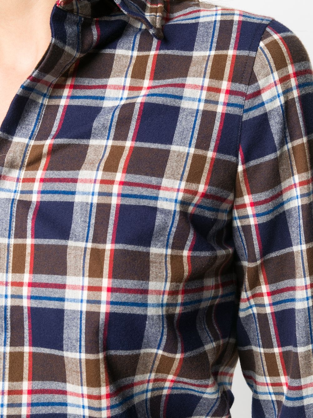 layered-sleeves plaid shirt - 5