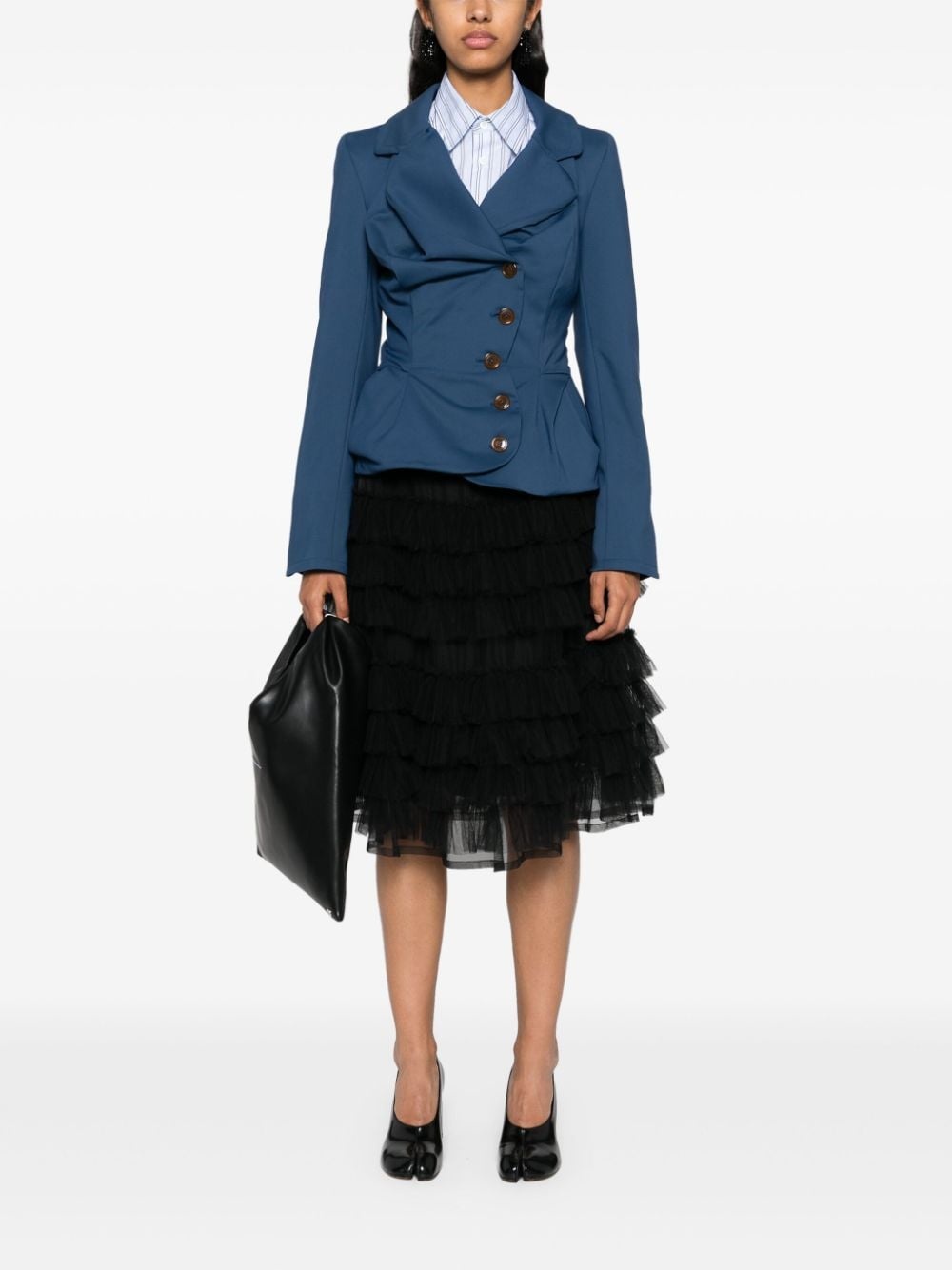 gathered asymmetric blazer - 2
