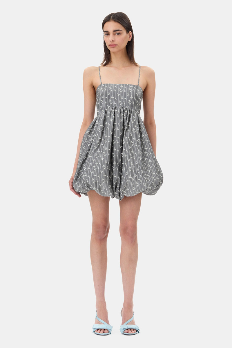 GANNI GREY JACQUARD STRAP MINI DRESS outlook