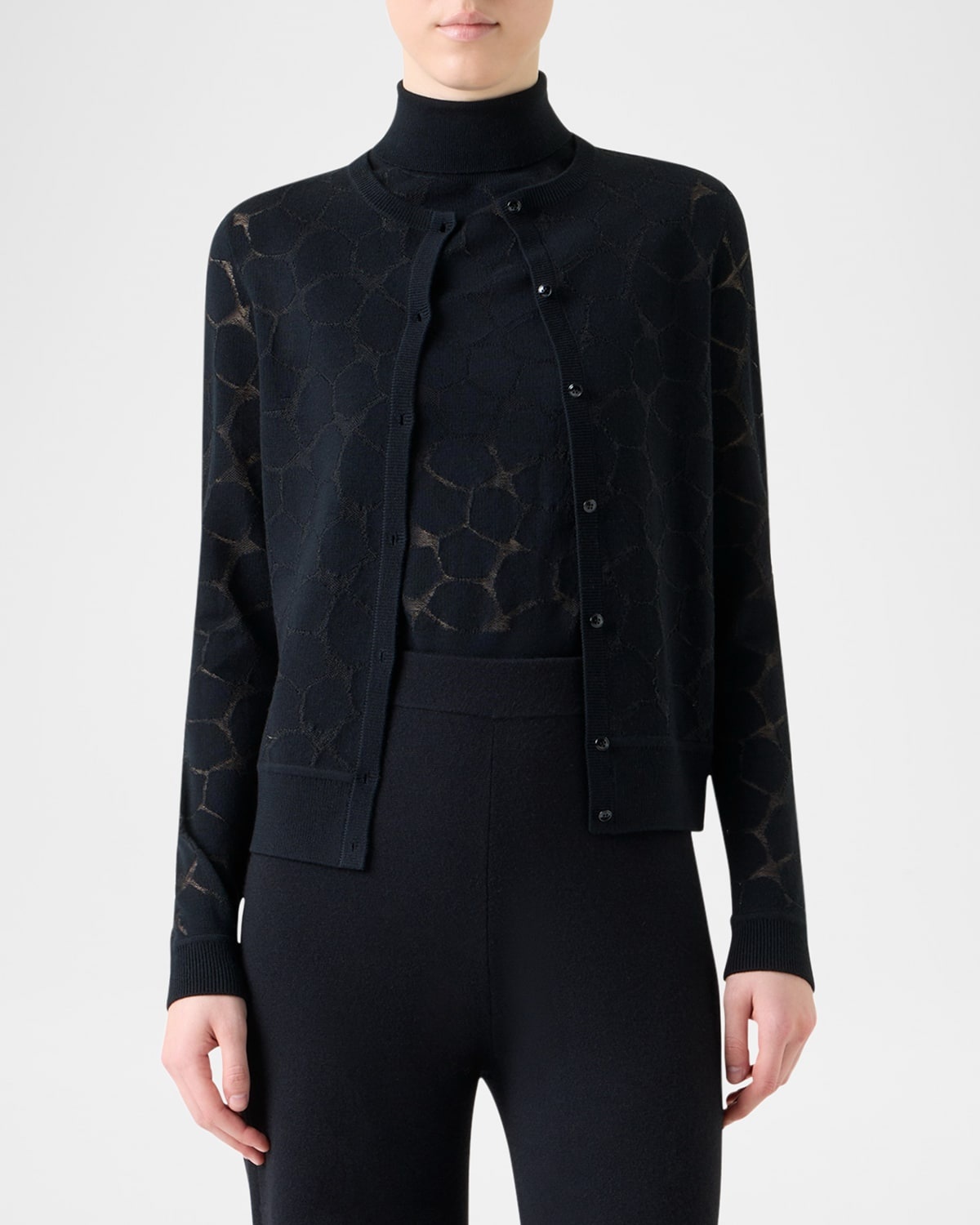 Broken Stone Jacquard Wool-Silk Cardigan - 4