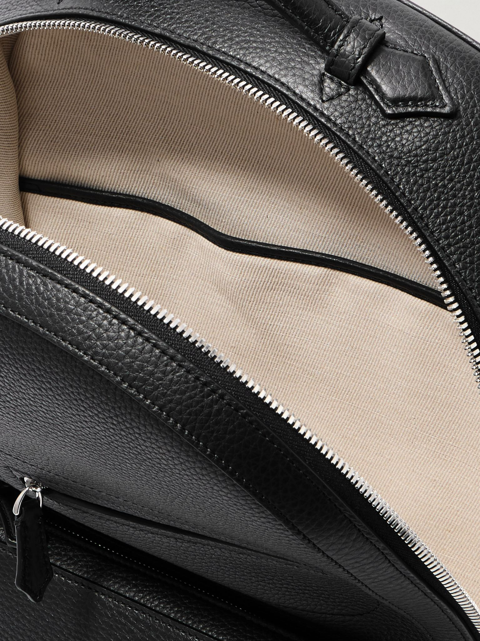 Full-Grain Leather Backpack Black - 5