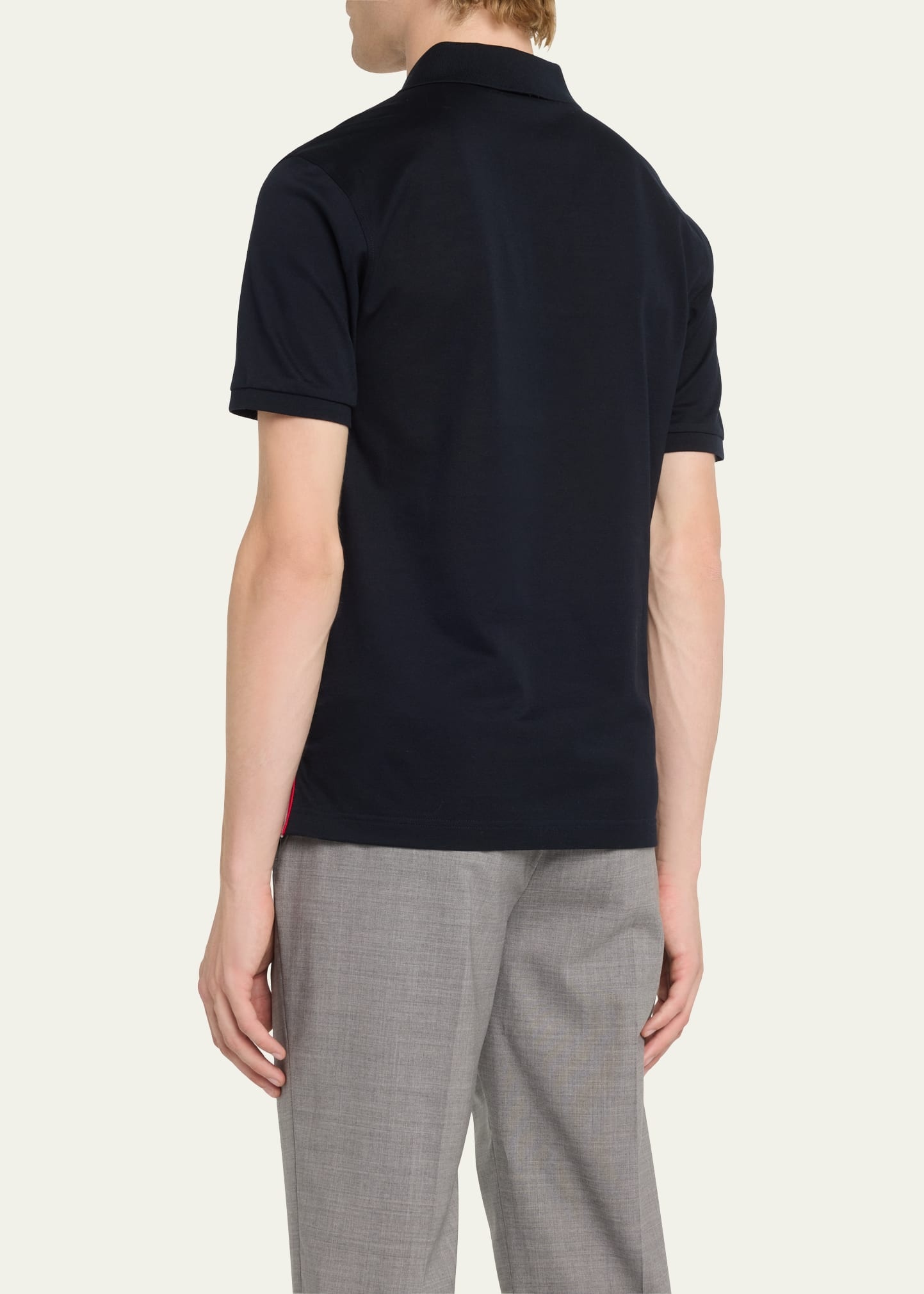 Heather Polo Shirt with Striped Pocket - 3