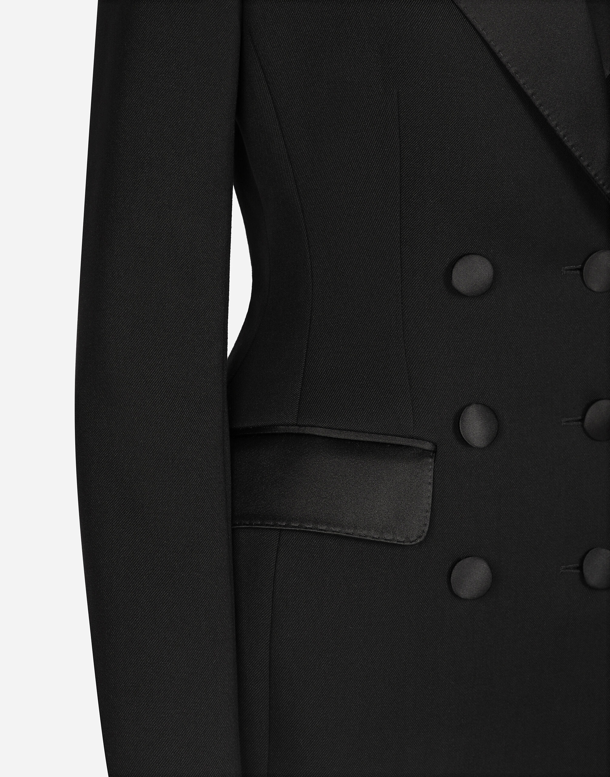 Long double-breasted Dolce tuxedo jacket in stretch wool - 8