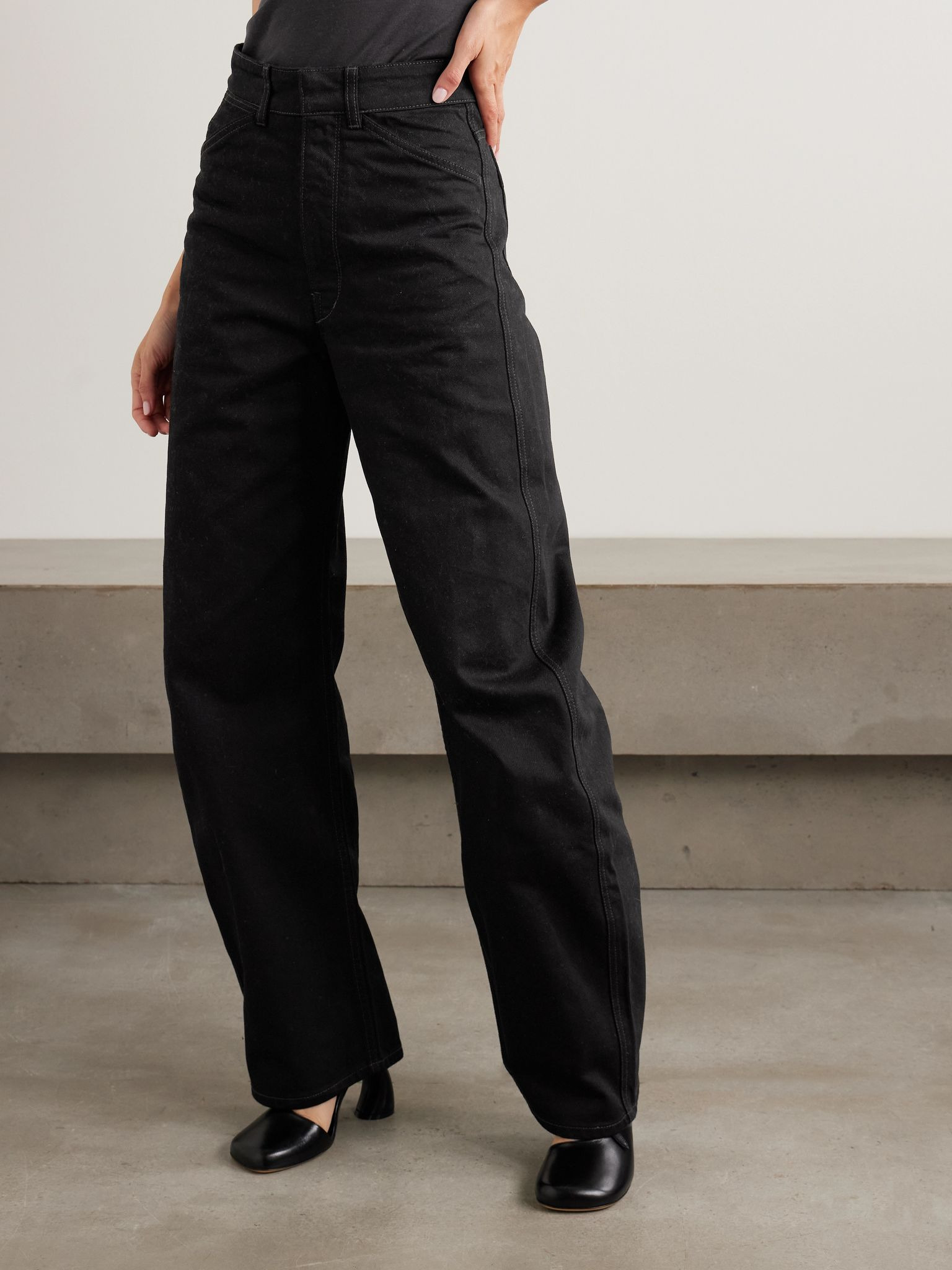 Barrel-leg denim pants Black - 3