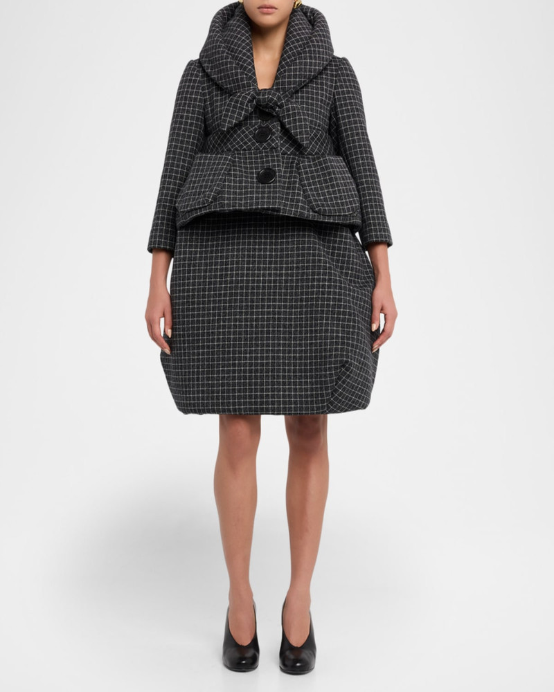 Marc Jacobs Check Wool Padded Crop Hooded Jacket outlook
