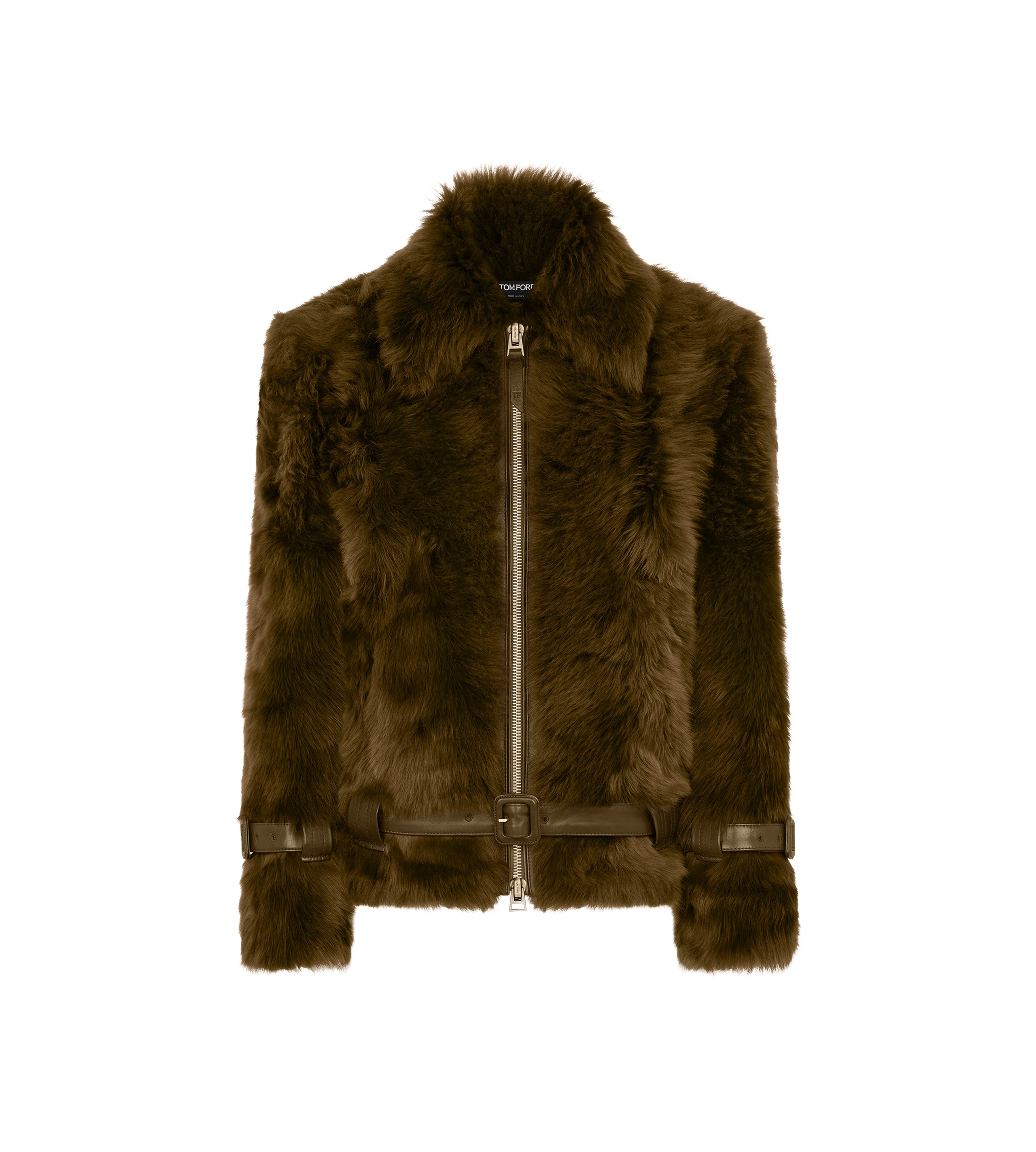 SHEARLING BLOUSON WITH LEATHER DETAILS - 1