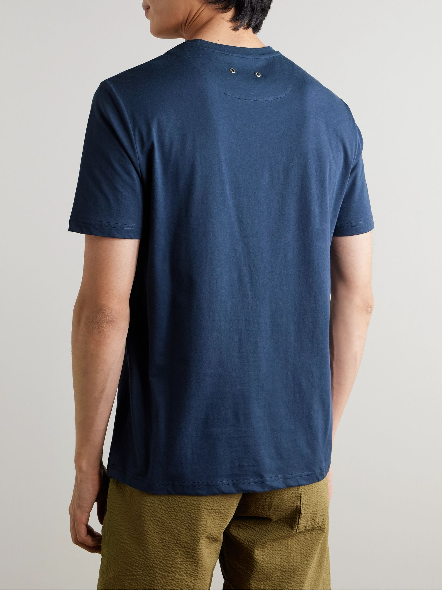 Titan Slim-Fit Logo-Embroidered Cotton-Jersey T-Shirt Navy - 4