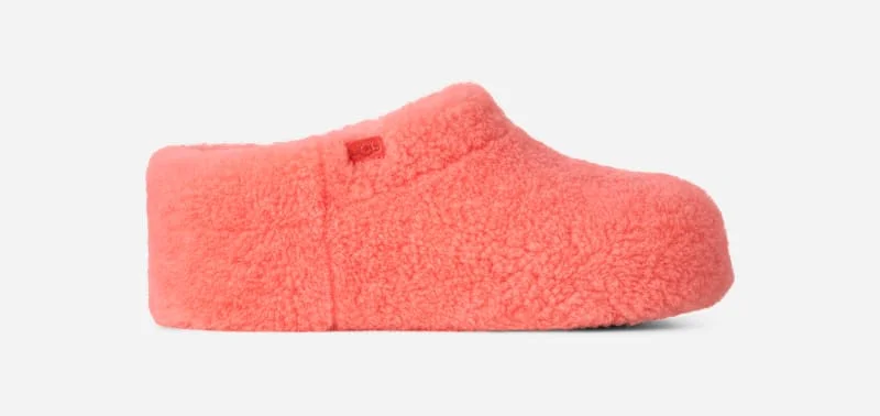 ® Women's Enwrap Fluffed Clog Sheepskin in Orange Gerbera - 1