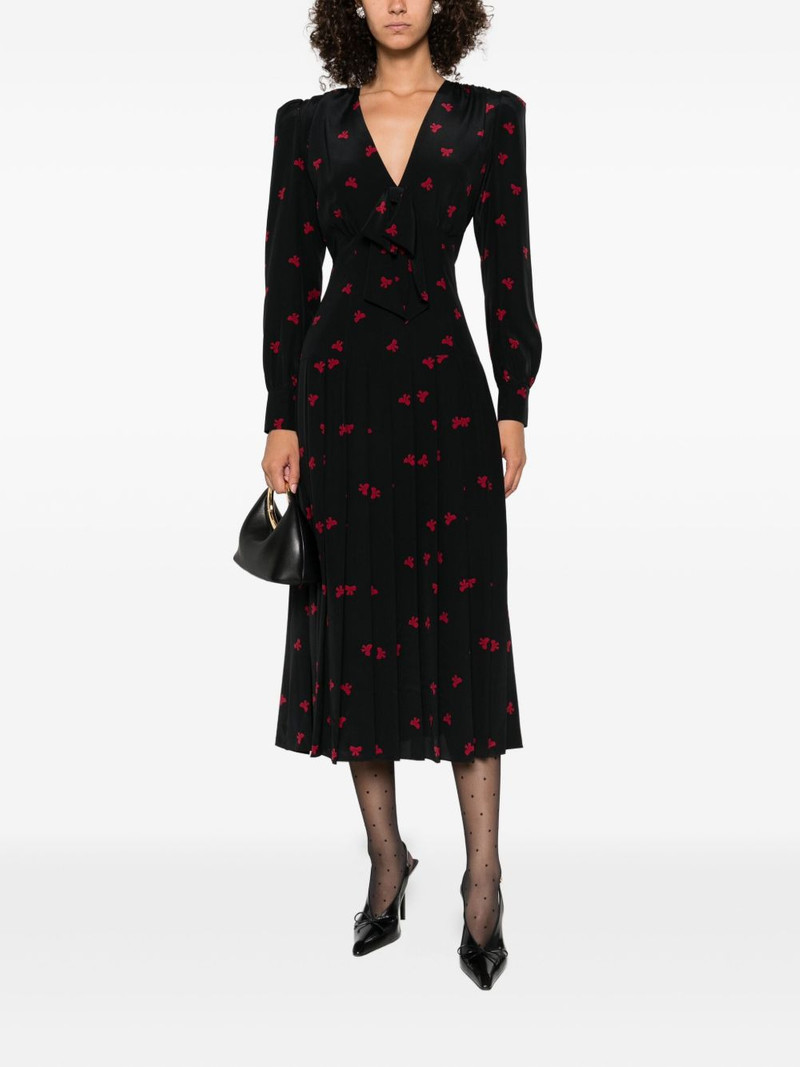 Alessandra Rich pleated bow-print dress outlook