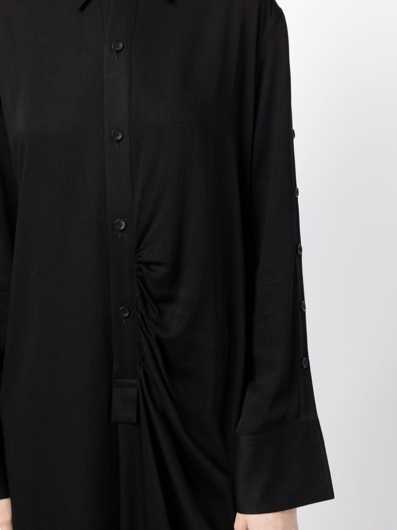 long-sleeve draped midi shirt dress 5
