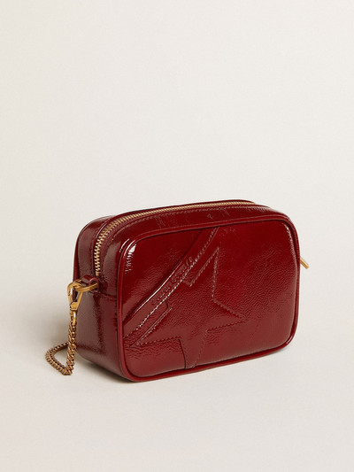 Golden Goose Mini Star Bag in burgundy patent leather with tone-on-tone star outlook