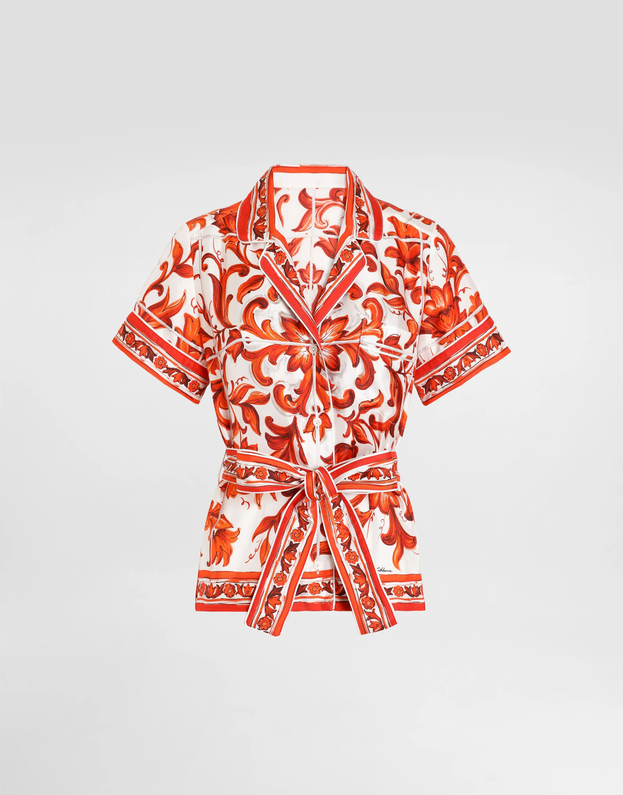 Majolica-print vanity silk shirt - 1