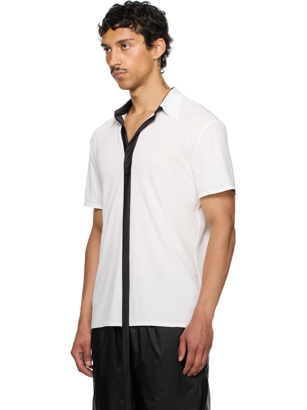 SSENSE Exclusive White Satin Strip Polo - 4