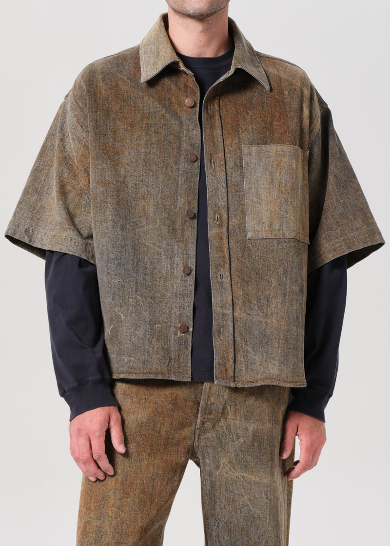 AGOLDE WATSON SHIRT (COMFORT STRETCH) IN BARK outlook