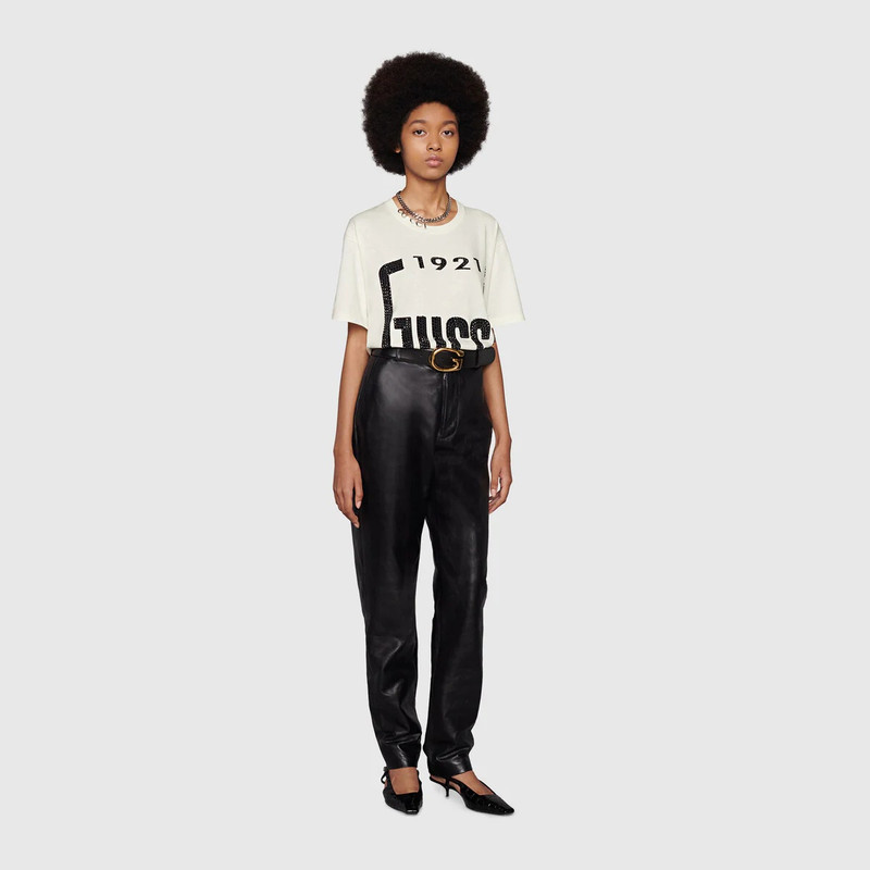 GUCCI Crystal '1921 Gucci' cotton T-shirt outlook