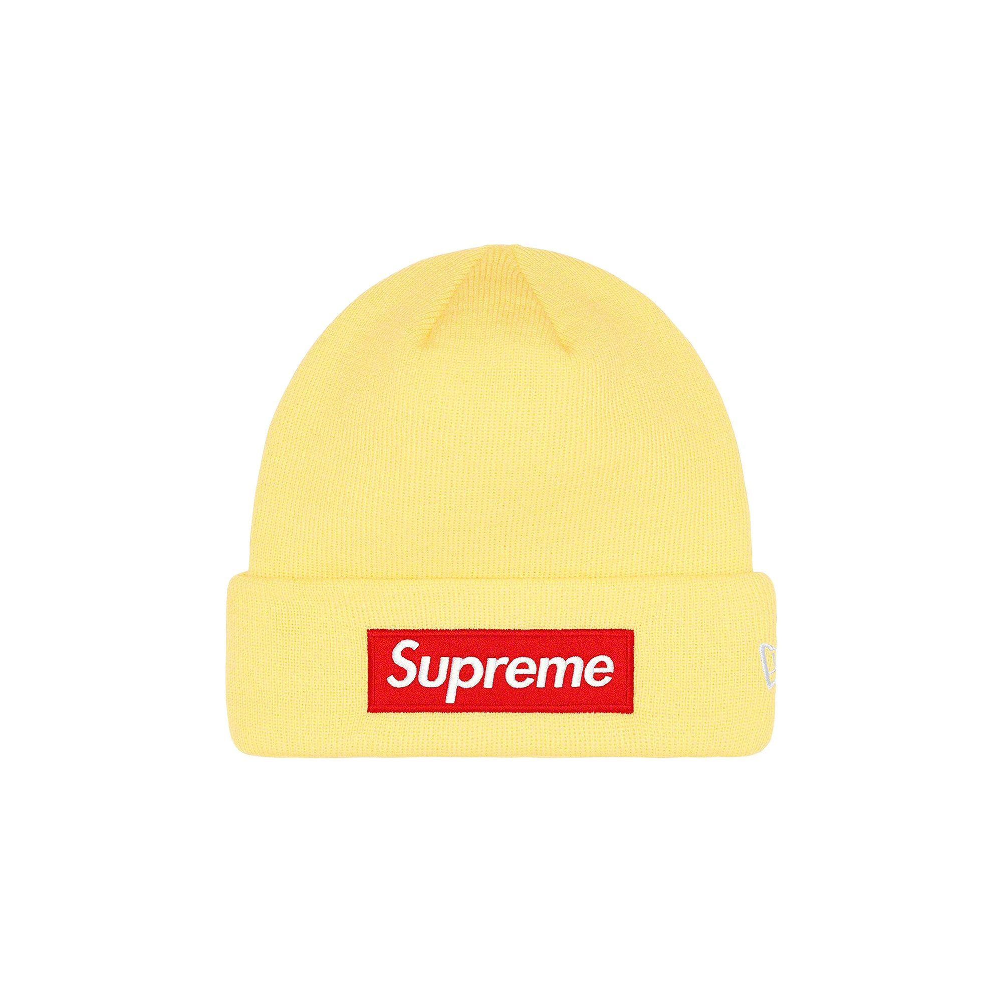 Supreme x New Era Box Logo Beanie 'Pale Yellow' - 1