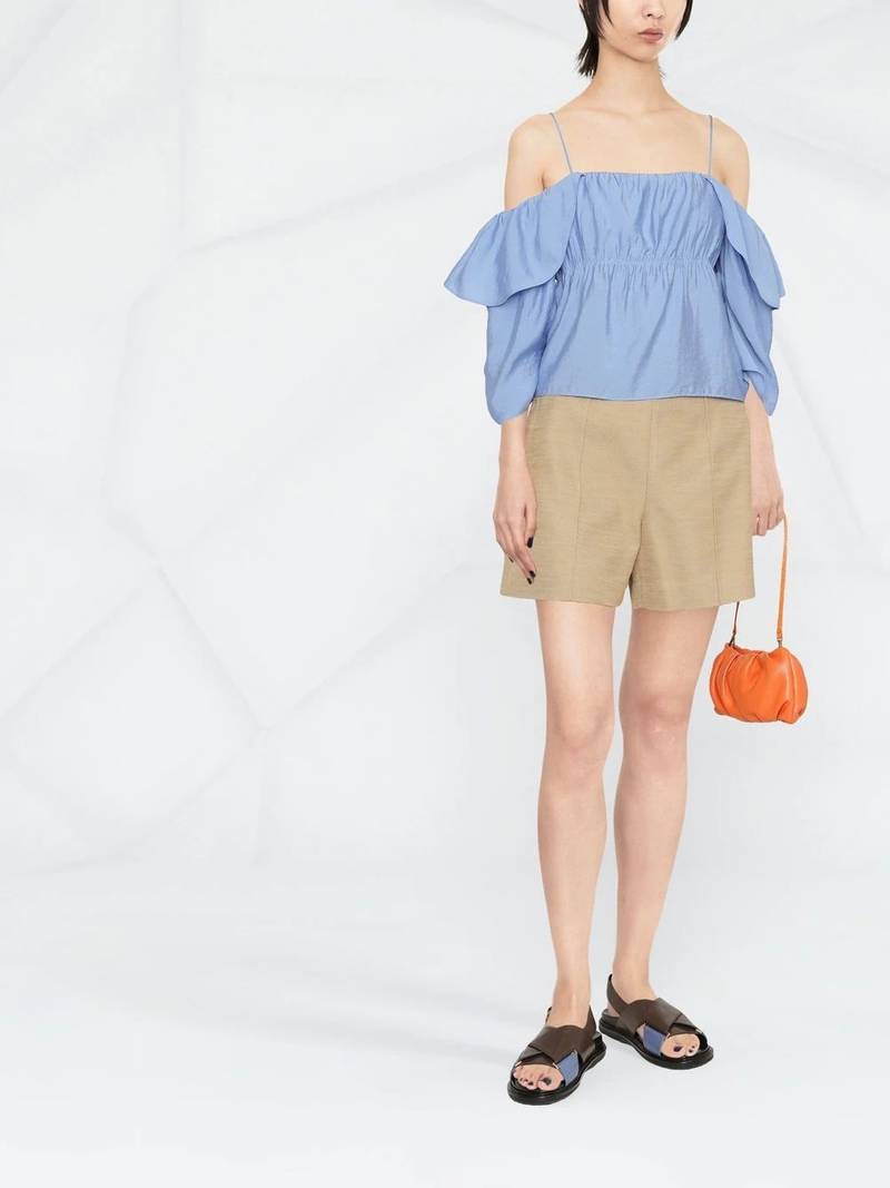 Vince cold-shoulder ruffle blouse outlook