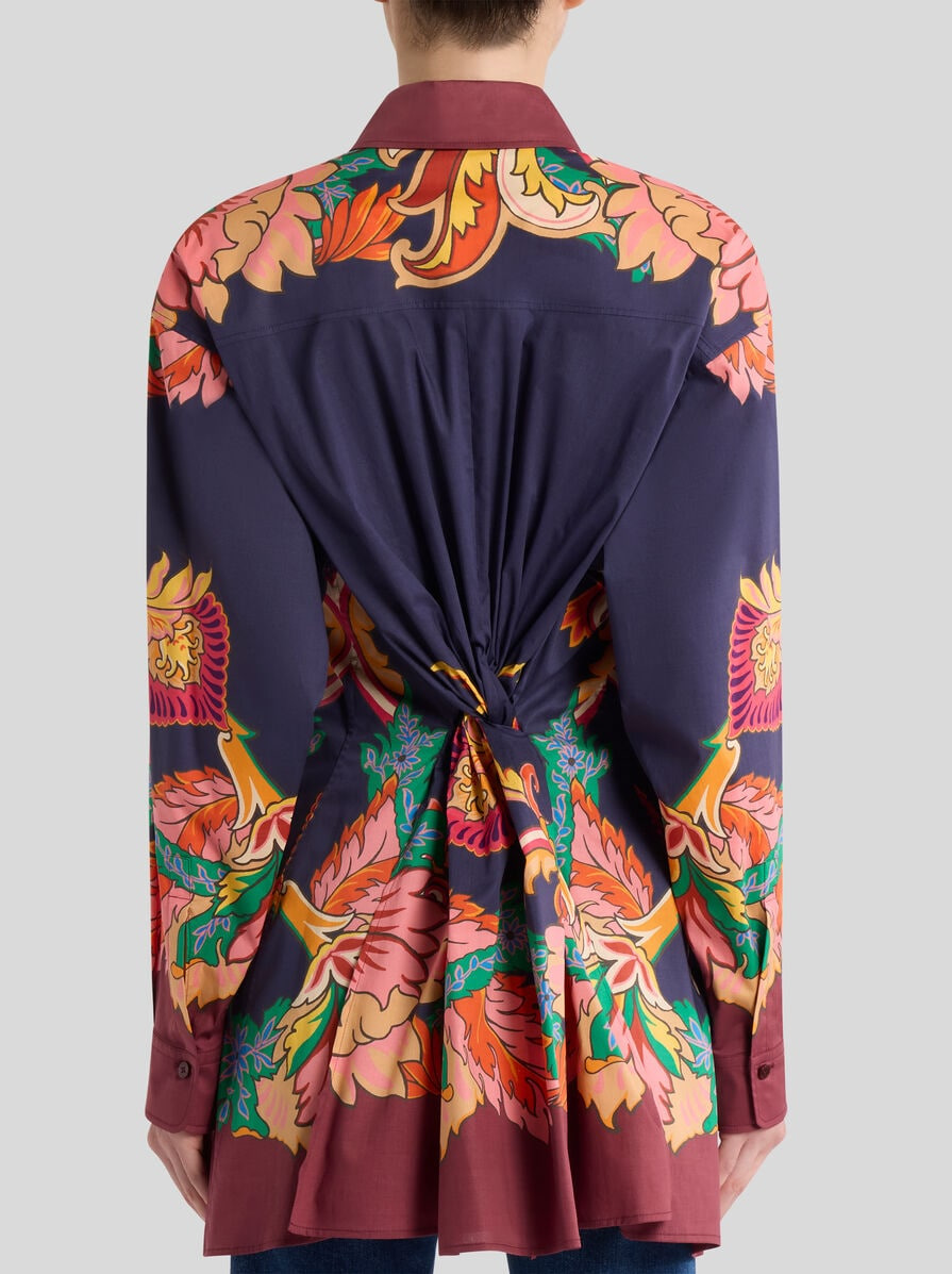 SHIRT WITH SCARF-STYLE FLORAL PRINT AND REAR KNOT - 4