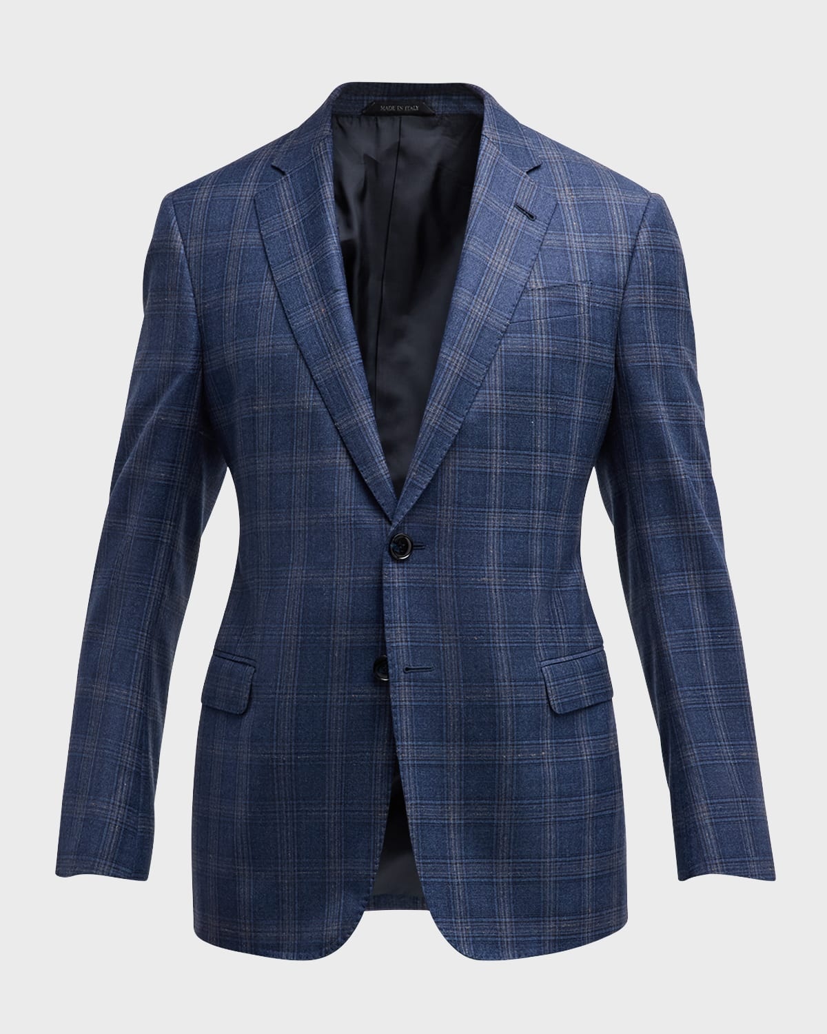 Men's Plaid Wool-Cashmere Sport Coat - 10