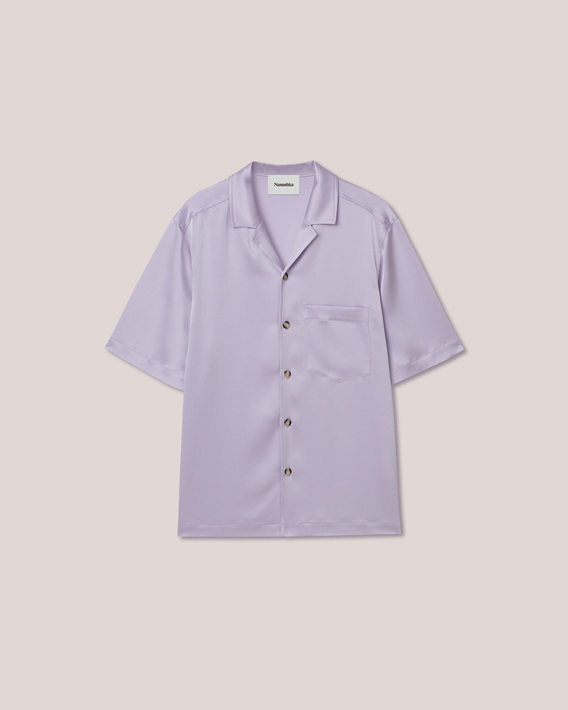 MIK - Slip-satin short sleeve shirt - Purple 1