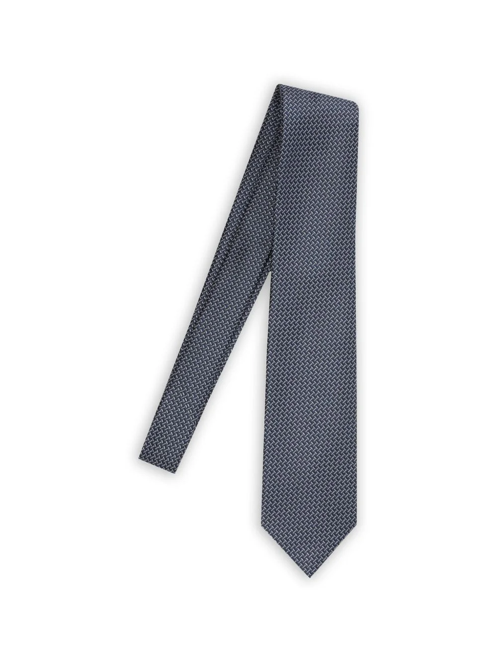 geometric-pattern silk tie - 1
