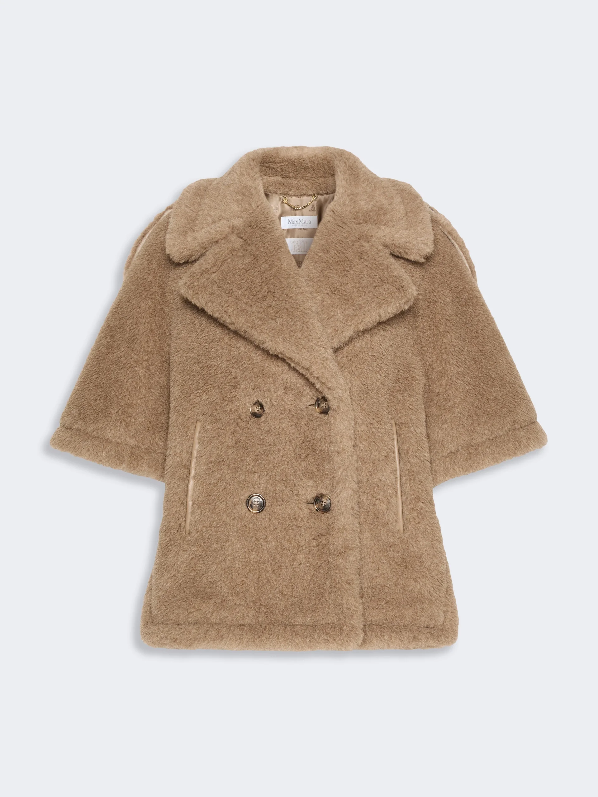 CLORO4 Alpaca and cashmere Teddy cape - BEIGE GOLDEN - 1