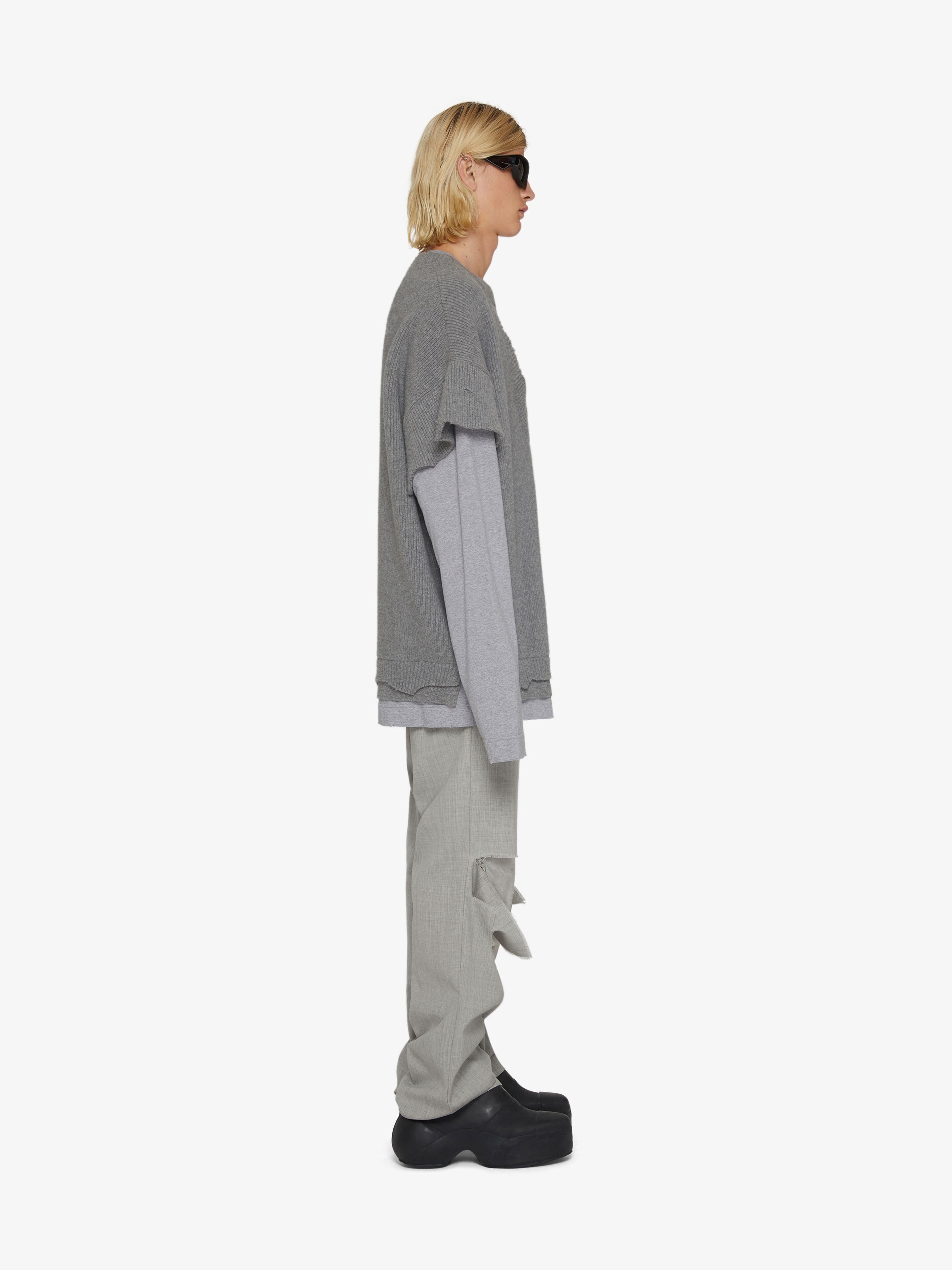 STRAIGHT FIT PANTS IN DESTROYED WOOL - 3