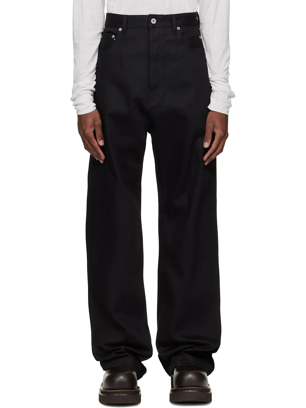 Black Temple Strobe Jeans - 1