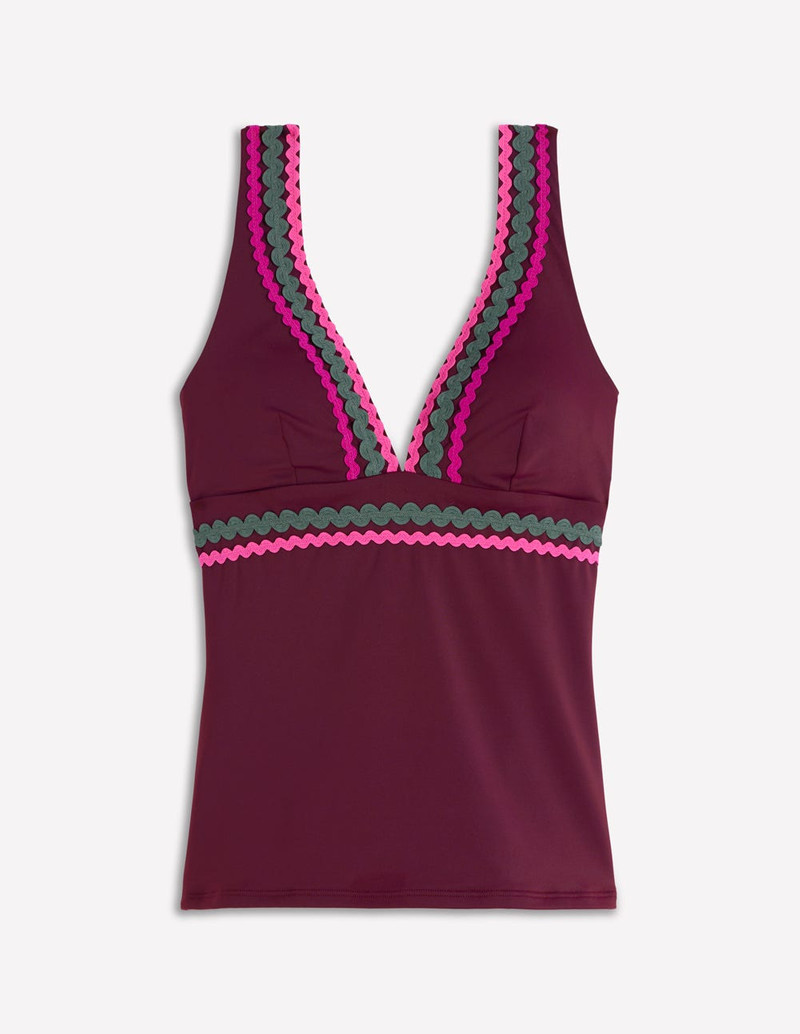 Porto Tankini Top-Chocberry, Rik rak - 1