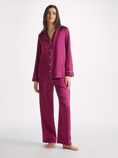Derek Rose Women's Pyjamas Bailey Silk Satin Berry outlook