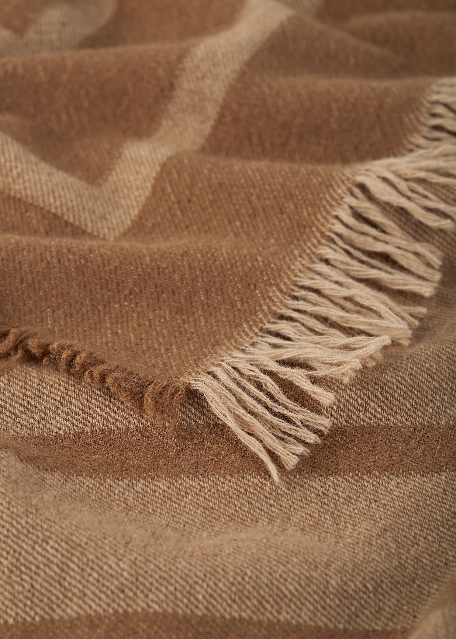 Monogram wool cashmere scarf camel - 8