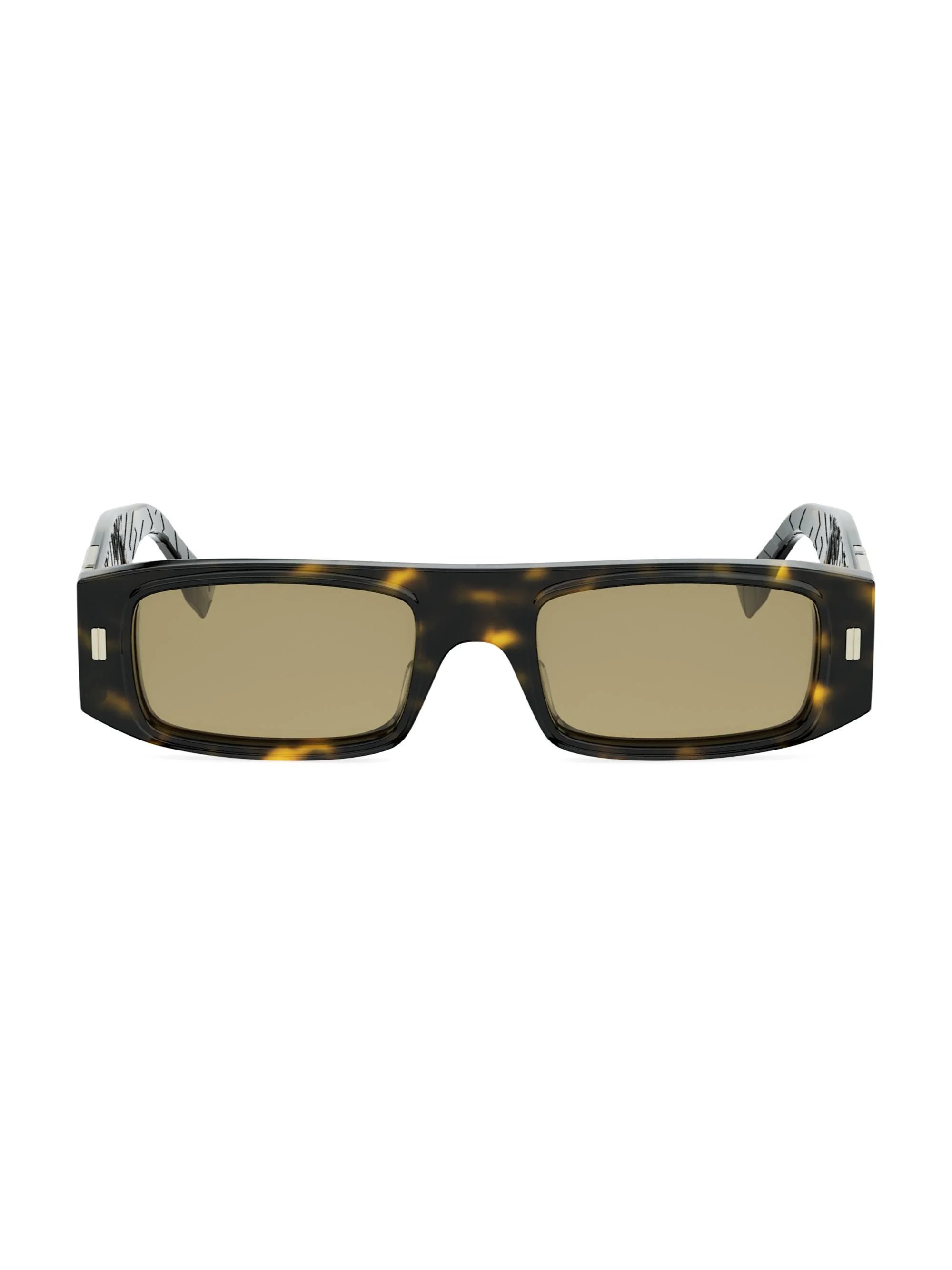 Men FF Squared 52MM Rectangular Sunglasses - Dark Havana And Brown - 1