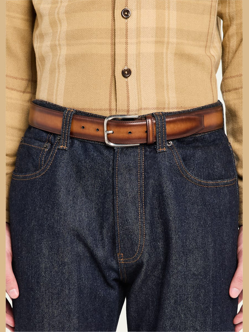 Berluti Men's C0085 Curve Leather Belt outlook