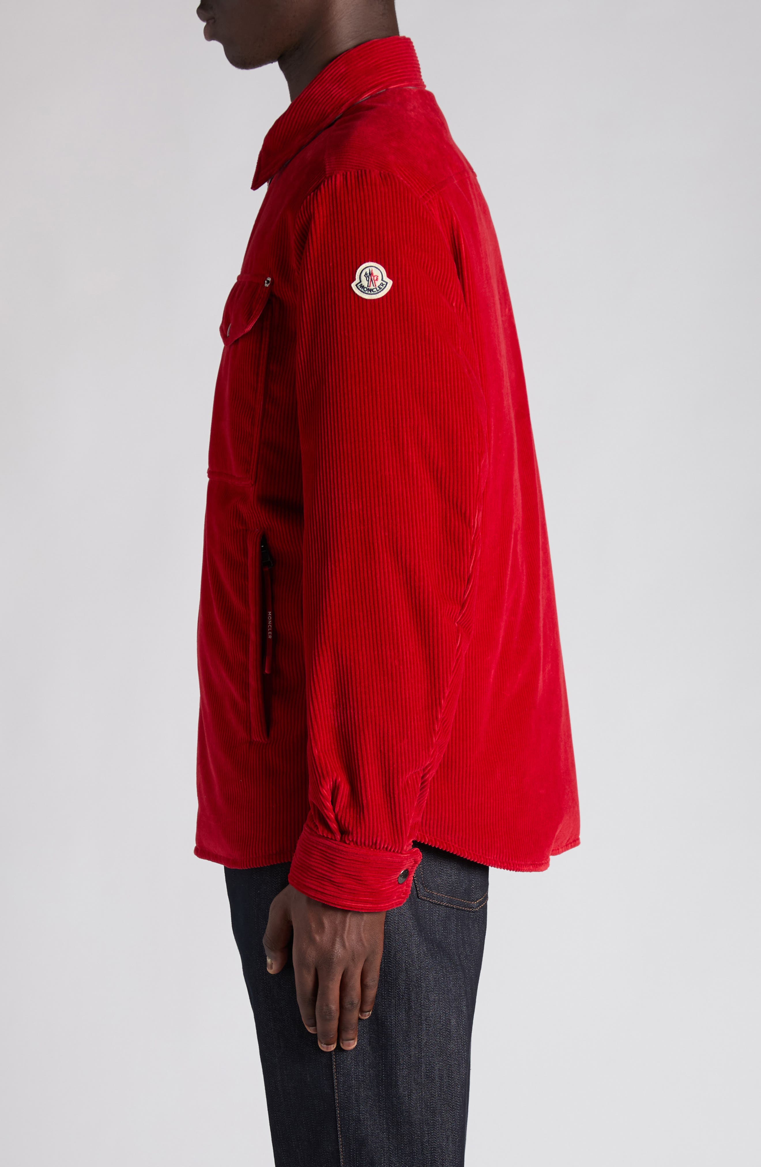 Moncler Ambroisie Corduroy Shirt Jacket in Fiery Red at Nordstrom - 4