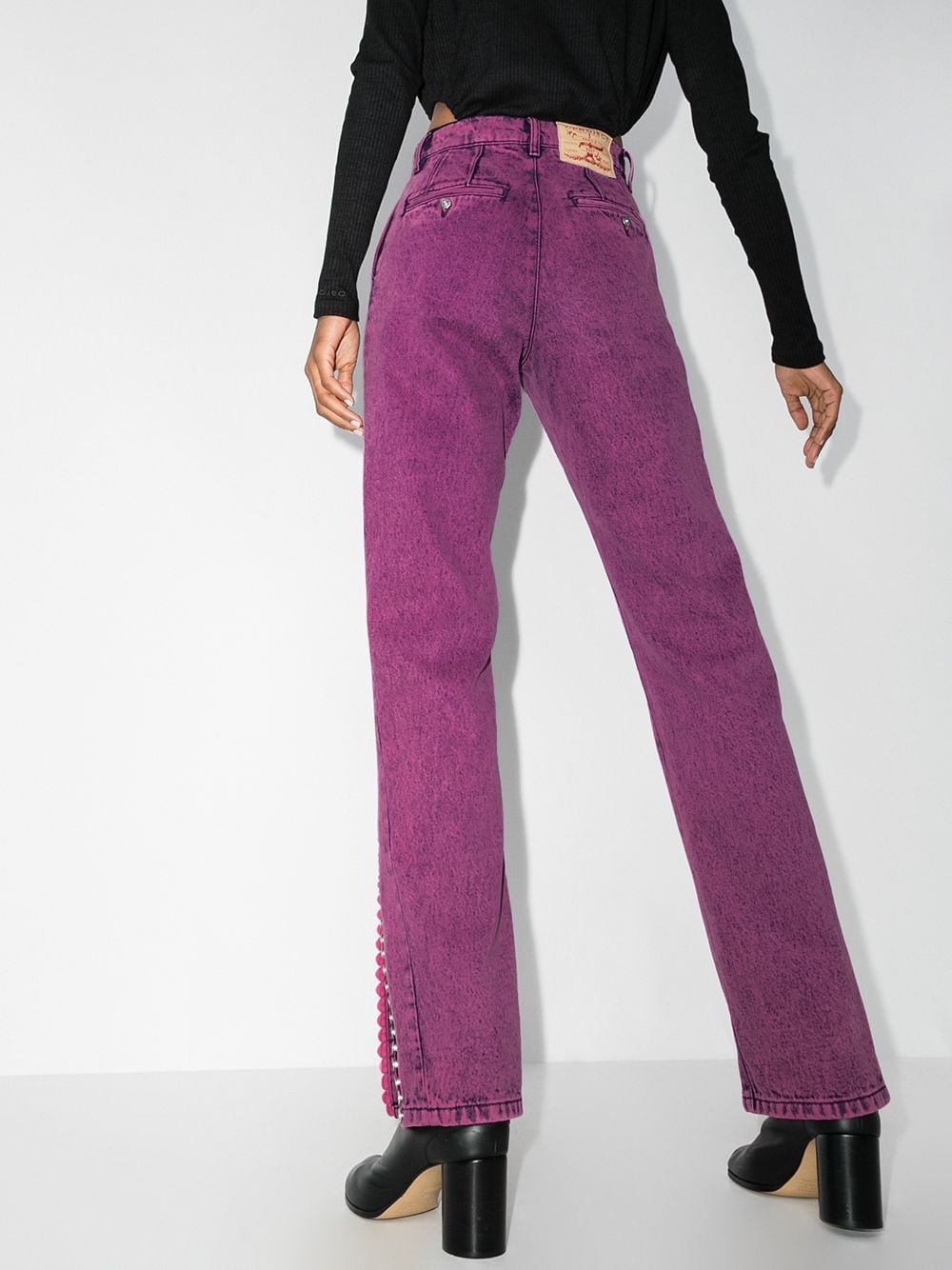 split-cuff acid-effect jeans - 3