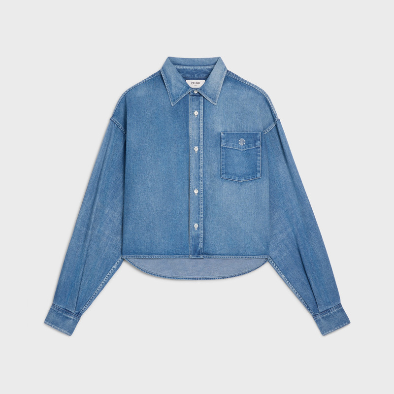 cropped shirt in denim 1